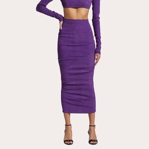 Purple Laquan Smith Lambskin Skirt